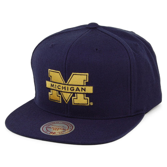 Mitchell & Ness Michigan Wolverines Snapback Cap - Core Wool Solid - Marineblau
