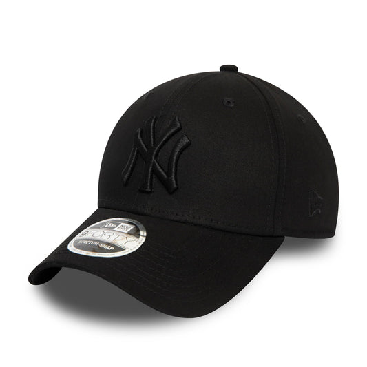 New Era 9FORTY New York Yankees Baseball Cap MLB Stretch Snap - Schwarz auf Schwarz