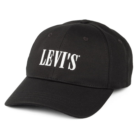 Levi's Serif Logo Baseball Cap aus Baumwolle - Schwarz-Weiß