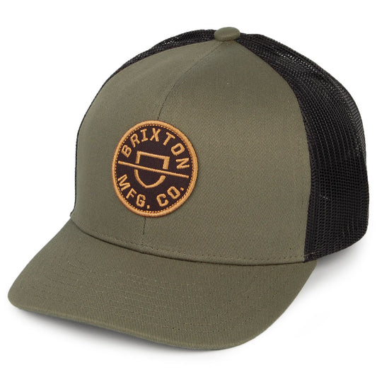 Brixton Crest MP Mesh Trucker Cap - Olivgrün-Schwarz