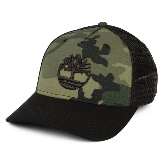 Timberland Camo Ripstop Trucker Cap - Schwarz-Olivgrün