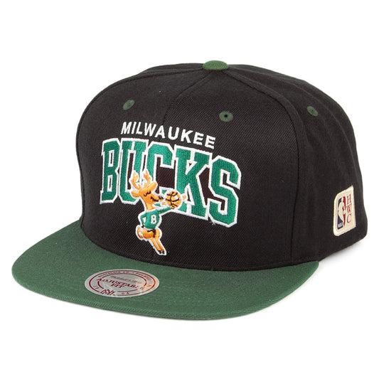Mitchell & Ness Milwaukee Bucks Snapback Cap NBA Arch 2 Tone - Schwarz-Grün