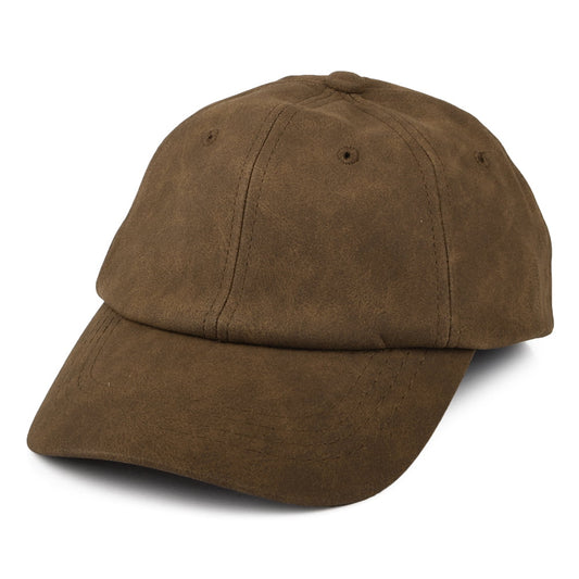 Dorfman Pacific Unstrukturierte Verwitterte Kunstleder Baseball Cap - Braun