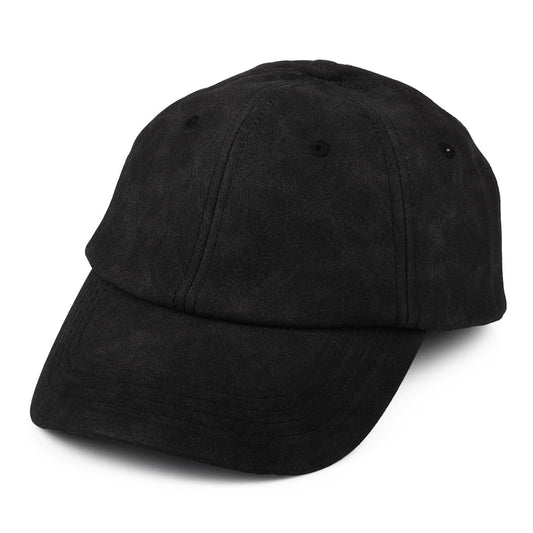 Dorfman Pacific Unstrukturierte Verwitterte Kunstleder Baseball Cap - Schwarz