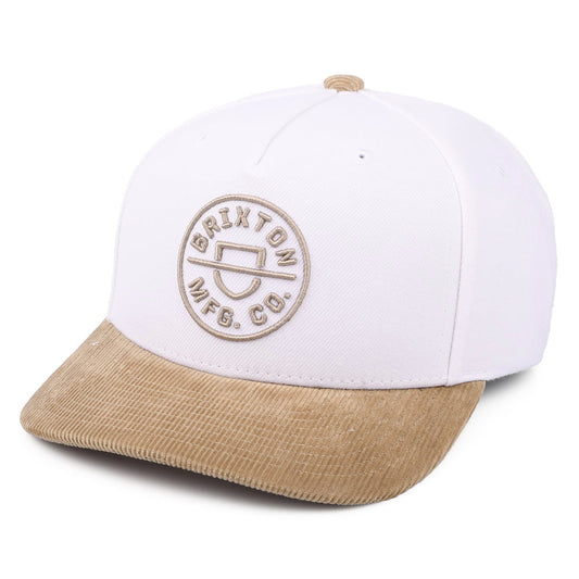 Brixton Crest MP Snapback Cap - Weiß-Khaki
