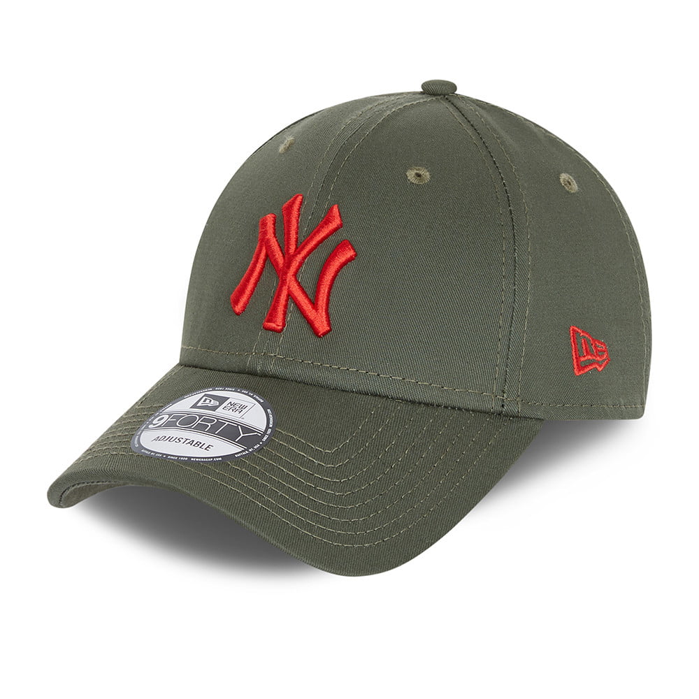 New Era 9FORTY II New York Yankees Baseball Cap - MLB League Essential - Olivgrün-Rot
