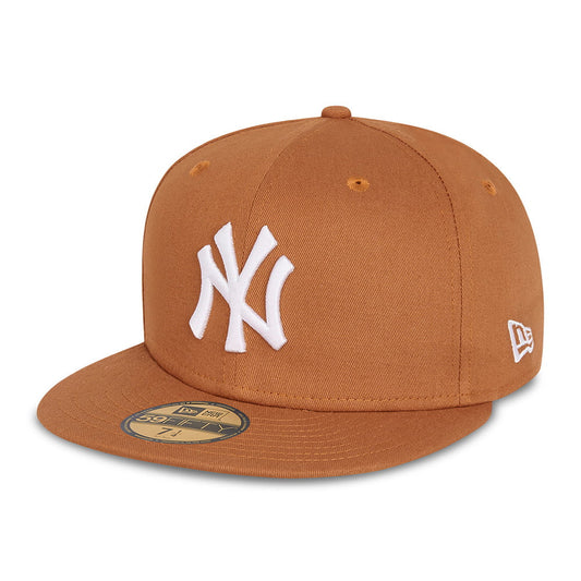 New Era 59FIFTY New York Yankees Baseball Cap - MLB League Essential XXI - Toffee-Weiß