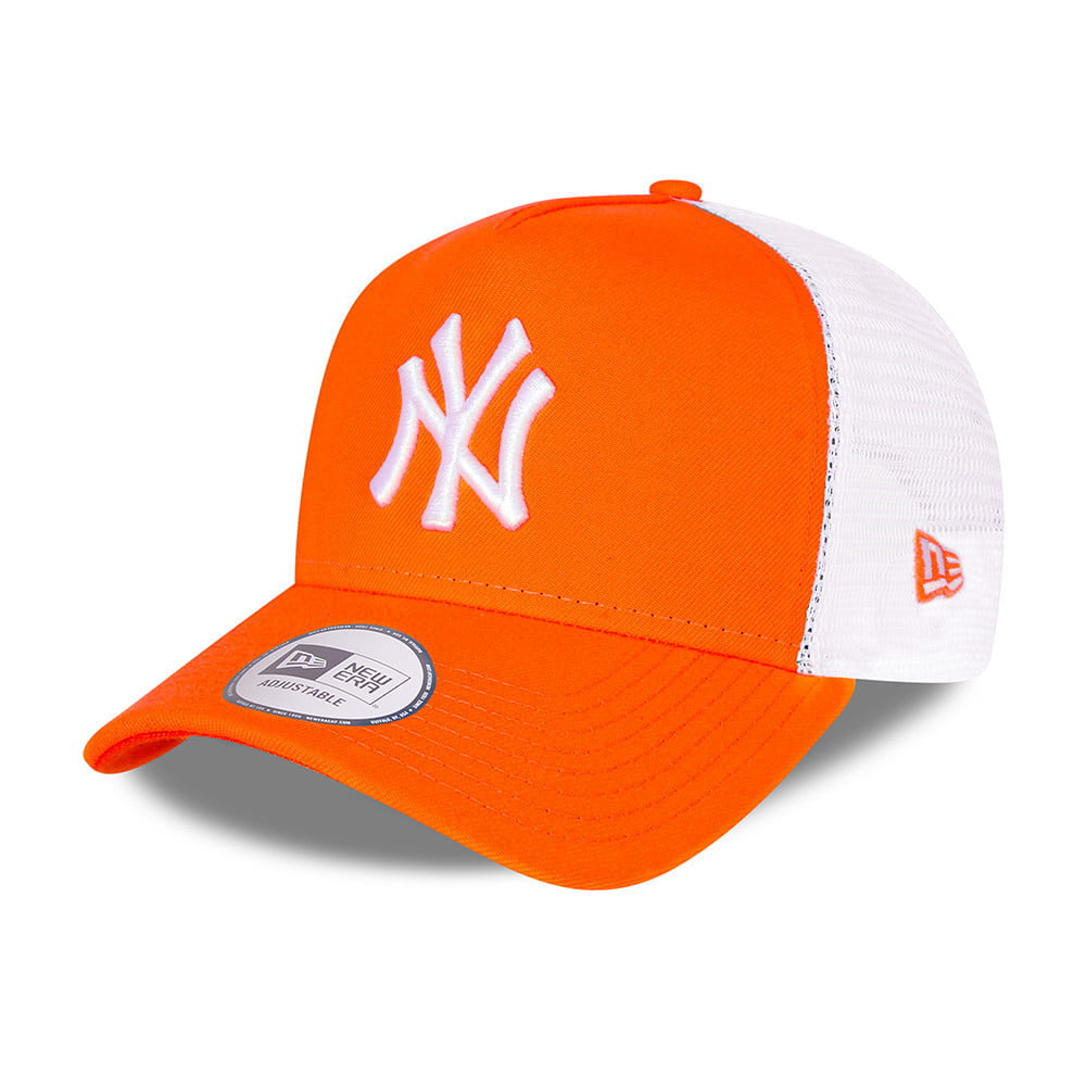 New Era A-Frame New York Yankees Trucker Cap - MLB Tonal Mesh - Neonorange-Weiß