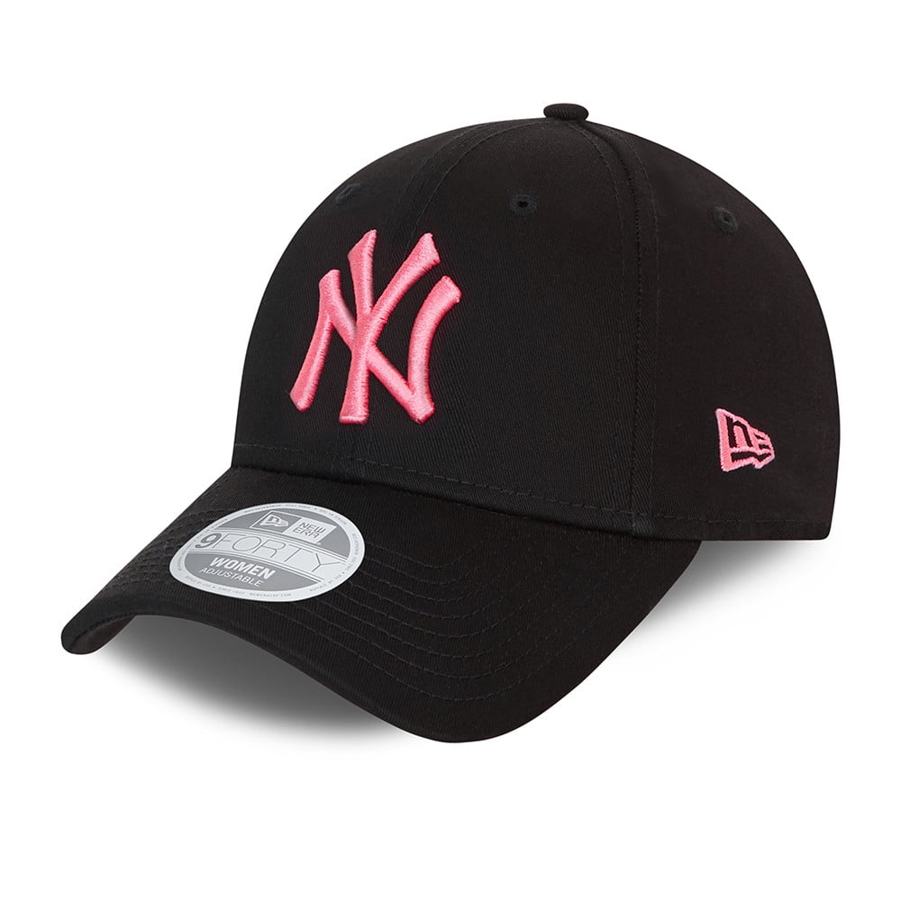 New Era Damen 9FORTY New York Yankees Baseball Cap - MLB League Essential - Schwarz-Pink