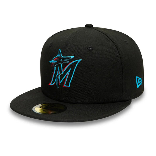 New Era 59FIFTY Miami Marlins Baseball Cap - MLB On Field AC Perf - Schwarz