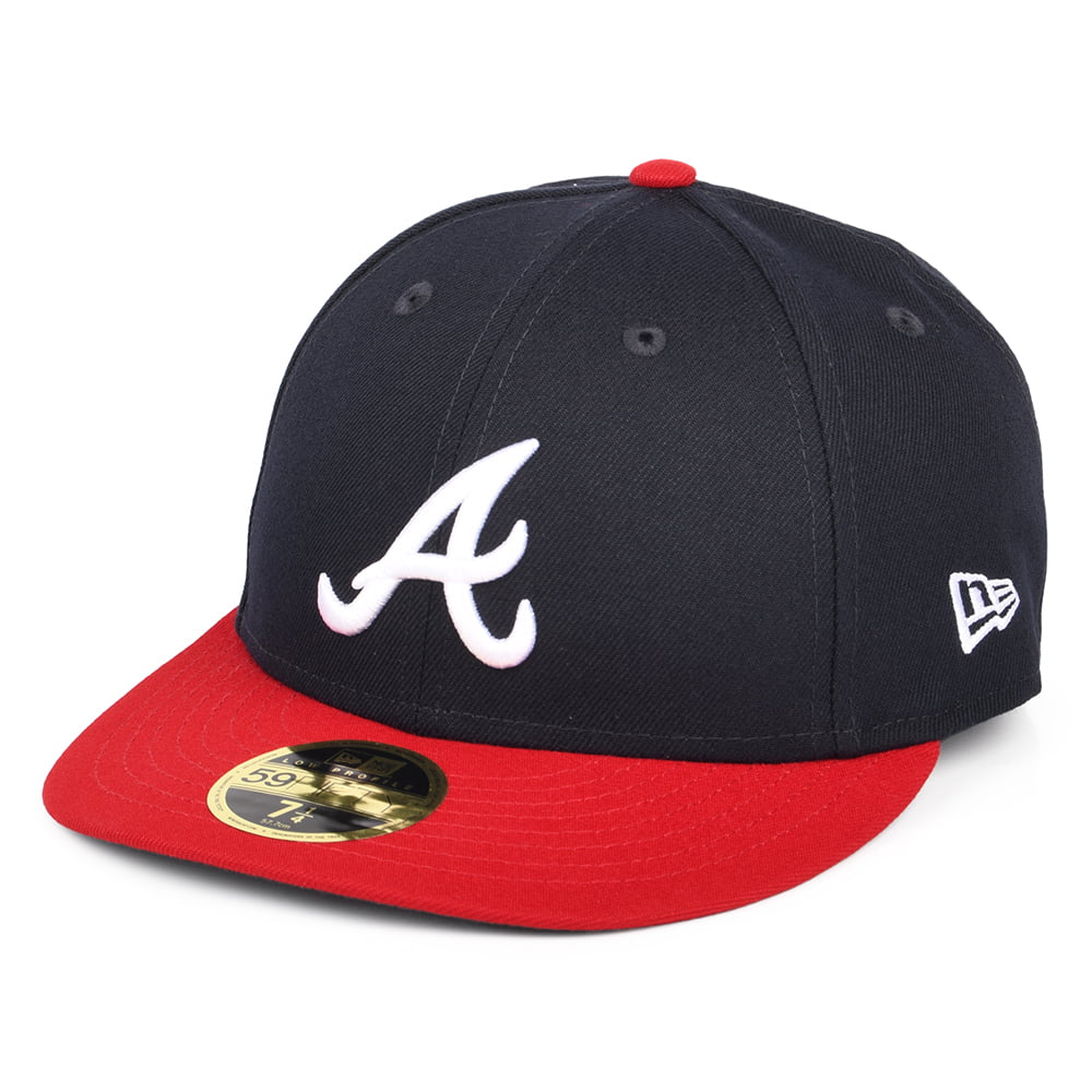 New Era 59FIFTY Flaches Profil Atlanta Braves Baseball Cap - MLB On Field AC Perf - Marineblau-Rot