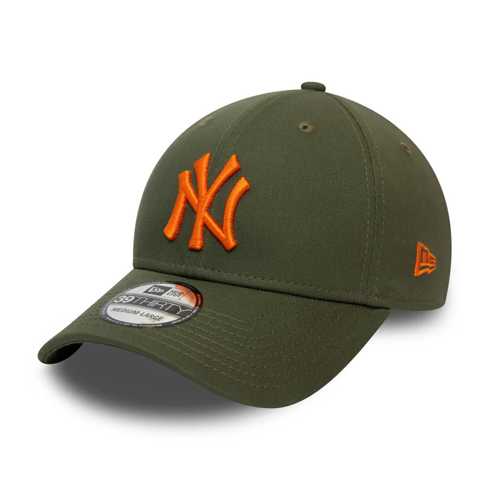 New Era 39THIRTY New York Yankees Baseball Cap - MLB League Essential II - Olivgrün-Orange
