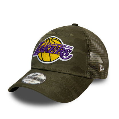 New Era 9FORTY L.A. Lakers Trucker Cap - NBA Home Field - Olivgrün