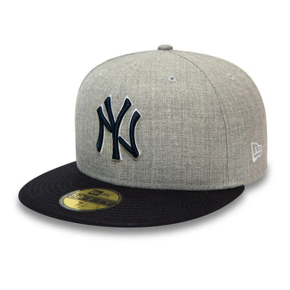 New Era 59FIFTY New York Yankees Baseball Cap MLB Heather Contrast - Grau-Marineblau