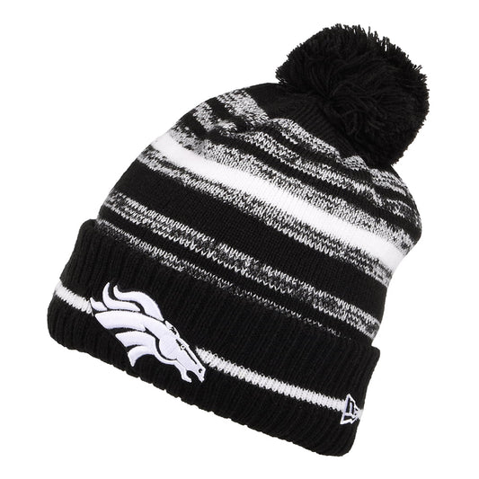 New Era Denver Broncos Bommelmütze - NFL Sport Knit - Schwarz-Weiß