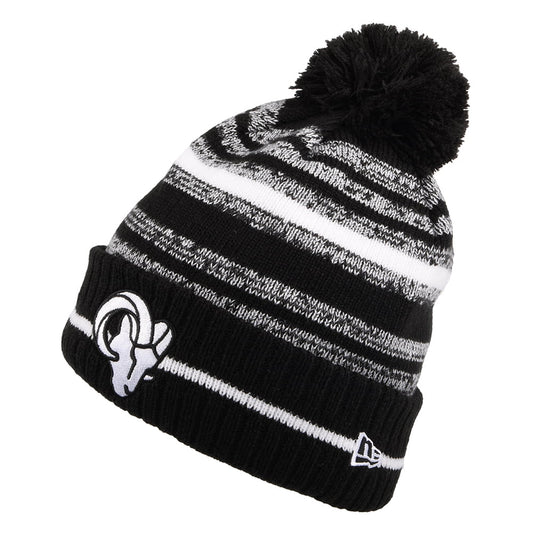 New Era Los Angeles Rams Bommelmütze - NFL Sport Knit - Schwarz-Weiß
