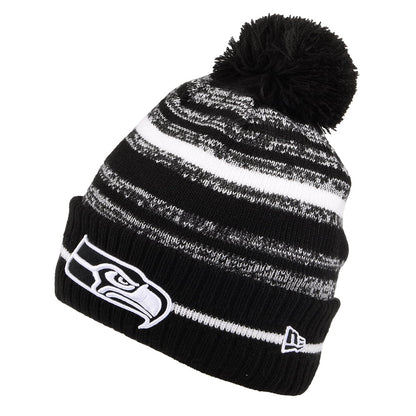 New Era Seattle Seahawks Bommelmütze - NFL Sport Knit - Schwarz-Weiß