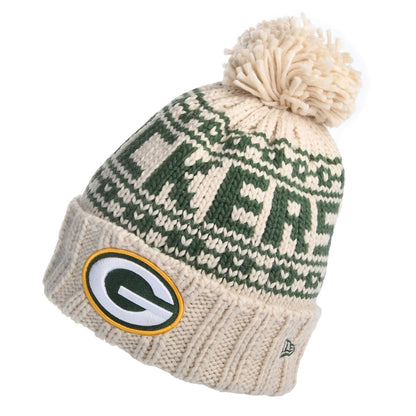New Era Damen Green Bay Packers Bommelmütze - NFL Sport Knit - Hellbeige