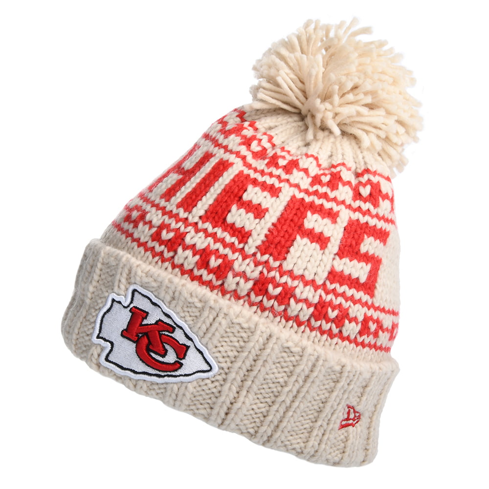 New Era Damen Kansas City Chiefs Bommelmütze - NFL Sport Knit - Hellbeige