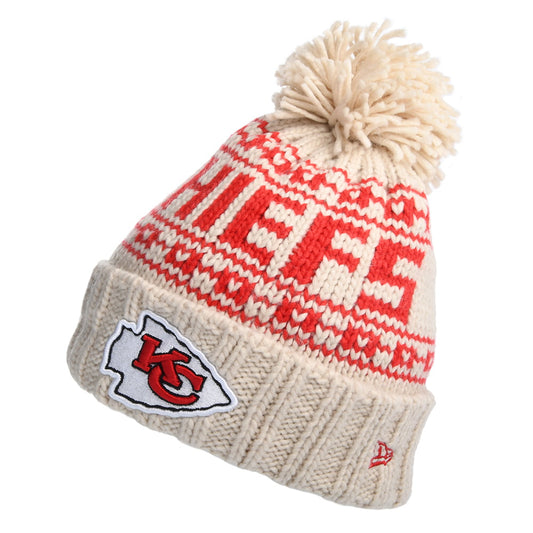 New Era Damen Kansas City Chiefs Bommelmütze - NFL Sport Knit - Hellbeige