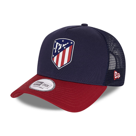 New Era 9FORTY Atletico Madrid Trucker Cap - Rubber Logo - Marineblau-Rot