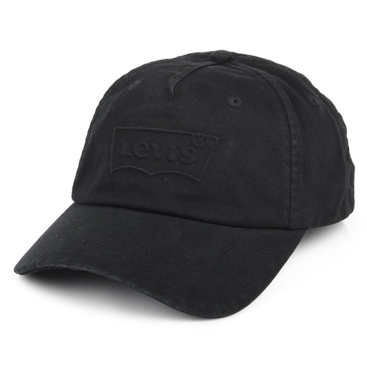 Levi's Debossed Big Batwing Verwaschene Baseball Cap mit leerem Etikett - Schwarz