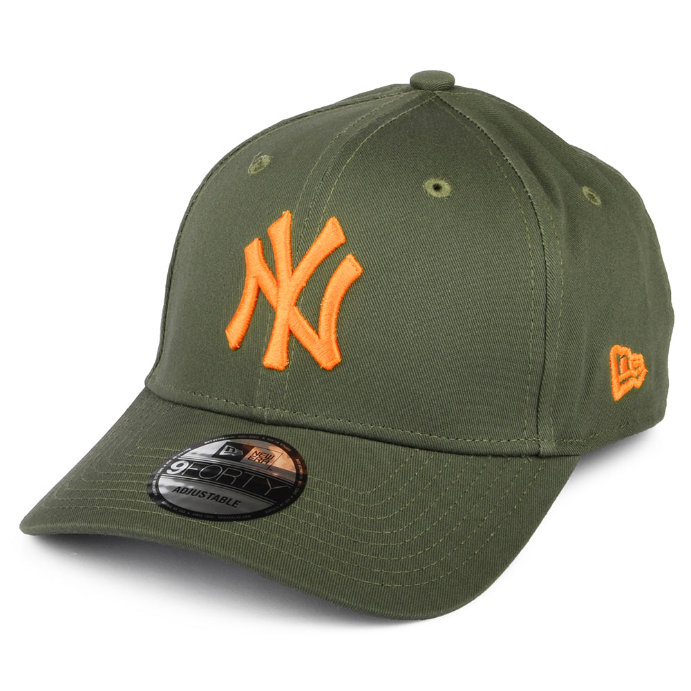 New Era 9FORTY II New York Yankees Baseball Cap - MLB League Essential - Olivgrün-Orange