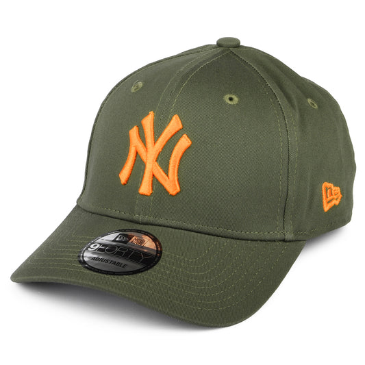 New Era 9FORTY II New York Yankees Baseball Cap - MLB League Essential - Olivgrün-Orange