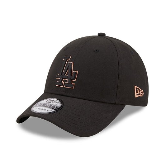 New Era 9FORTY L.A. Dodgers Baseball Cap - MLB Metallic Outline - Schwarz-Rosegold