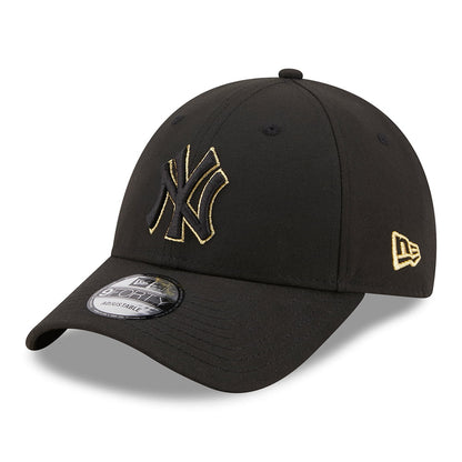 New Era 9FORTY New York Yankees Baseball Cap - MLB Metallic Outline - Schwarz-Gold