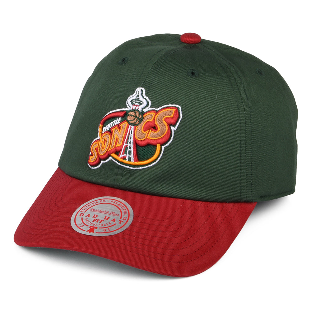 Mitchell & Ness Seattle Supersonics Strapback Cap - NBA 2 Tone HWC - Grün-Rot