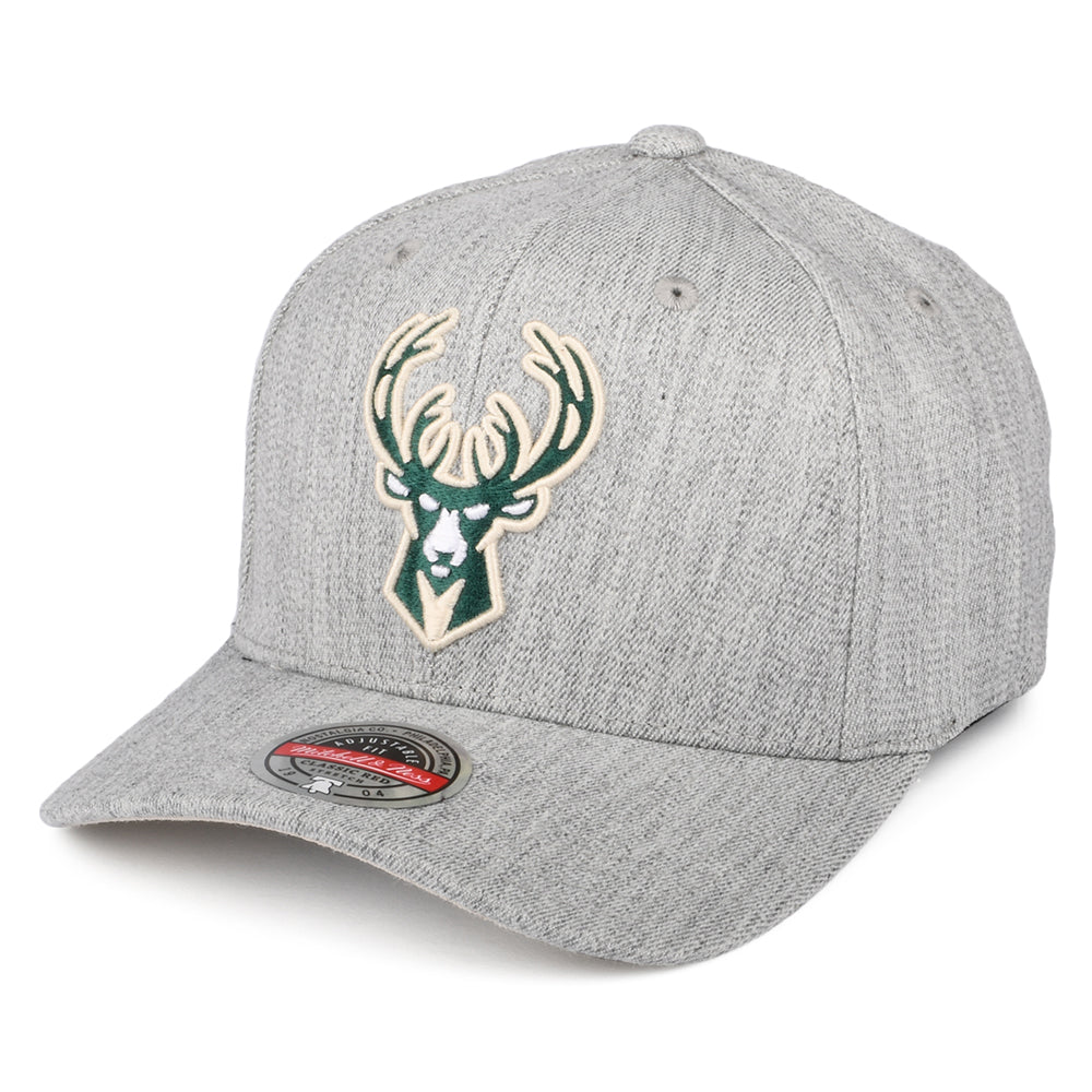 Mitchell & Ness Milwaukee Bucks Snapback Cap - NBA Team Heather Stretch - Meliertes Grau