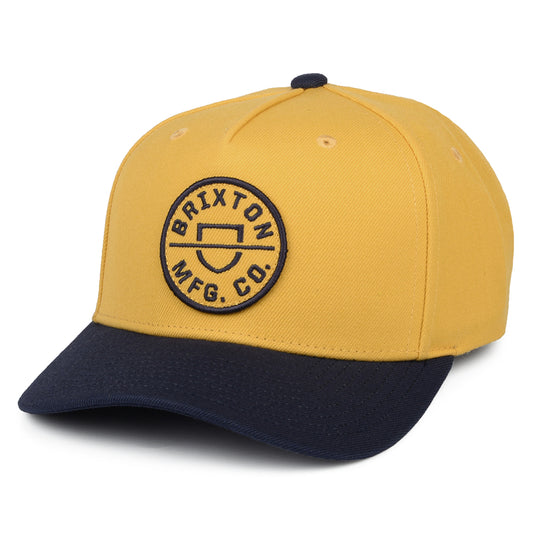 Brixton Crest C NetPlus MP Snapback Cap - Gelb-Marineblau