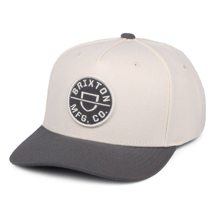 Brixton Crest C NetPlus MP Snapback Cap - Cremeweiß-Grau