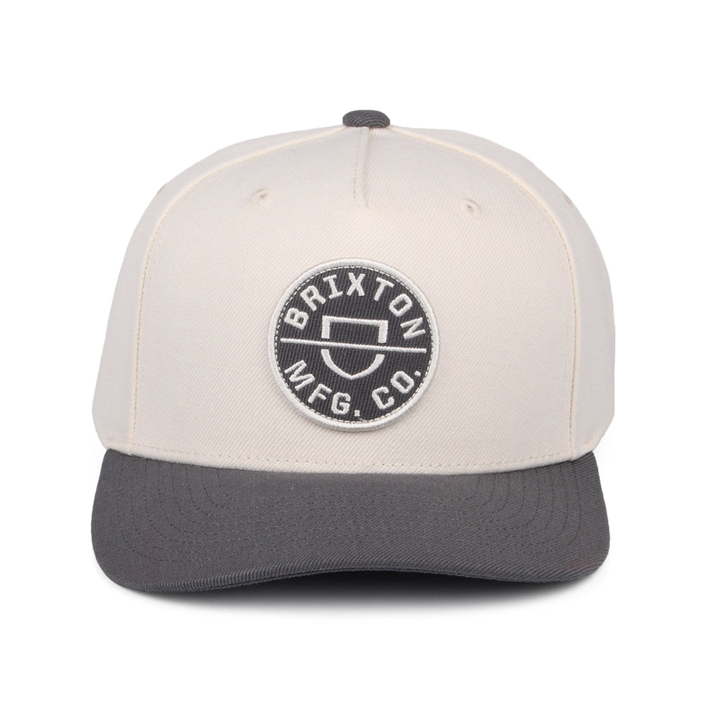 Brixton Crest C NetPlus MP Snapback Cap - Cremeweiß-Grau