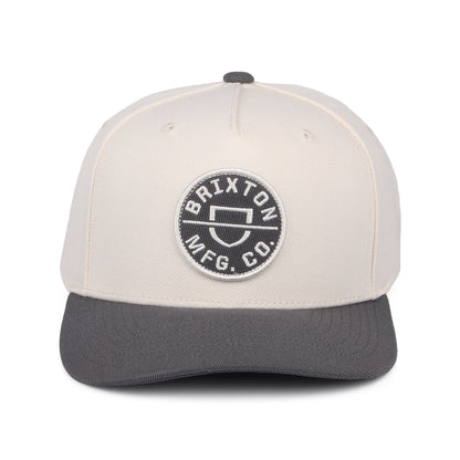 Brixton Crest C NetPlus MP Snapback Cap - Cremeweiß-Grau