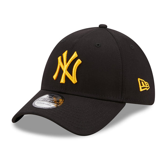 New Era 39THIRTY New York Yankees Baseball Cap - MLB League Essential II - Schwarz-Dunkles Gold