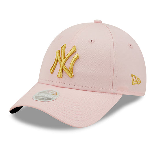 New Era Damen 9FORTY New York Yankees Baseball Cap - MLB Metallic Logo - Pink-Gold