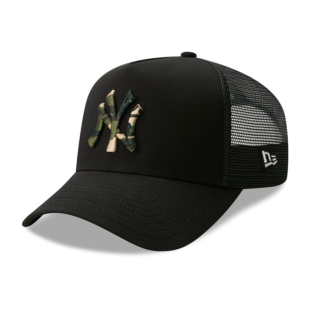 New Era 9FORTY A-Frame New York Yankees Trucker Cap MLB Camo Infill - Schwarz-Tarnfarben