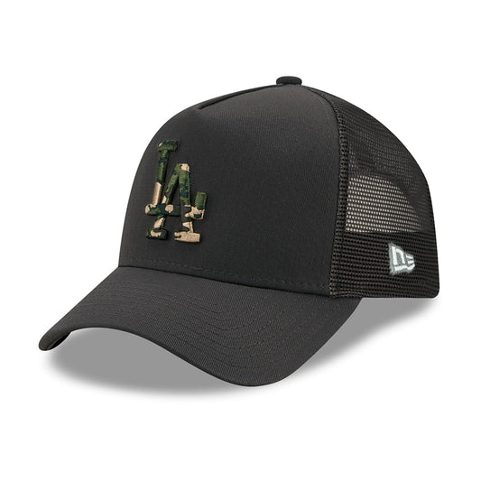 New Era 9FORTY A-Frame L.A. Dodgers Trucker Cap MLB Camo Infill - Grau-Tarnfarben