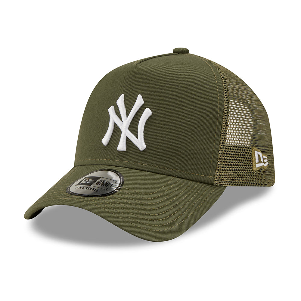 New Era A-Frame New York Yankees Trucker Cap - MLB Tonal Mesh - Olivgrün
