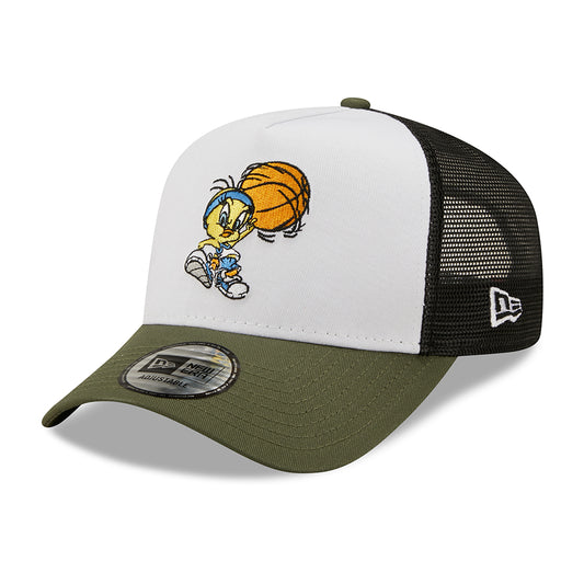 New Era A-Frame Looney Tunes Tweety Pie Trucker Cap - Character Sports - Weiß-Olivgrün