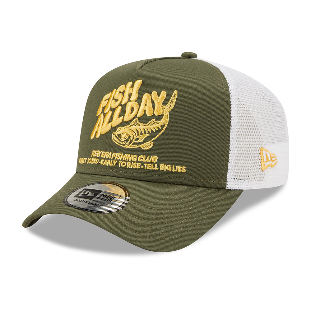 New Era 9FORTY A-Frame Trucker Cap - NE Fishing - Olivgrün