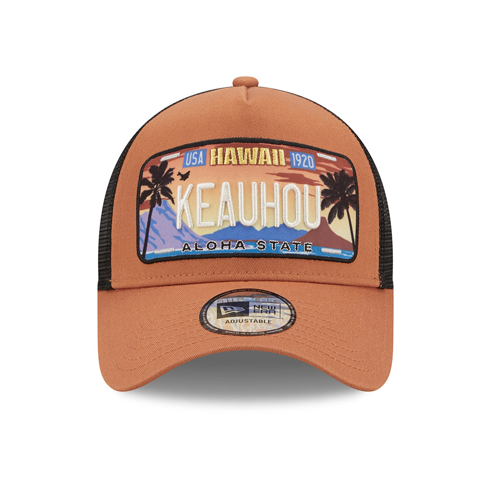 New Era 9FORTY A-Frame Keauhou Trucker Cap - License Plate - Toffee-Schwarz