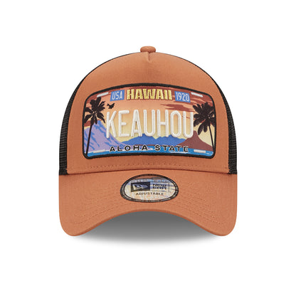 New Era 9FORTY A-Frame Keauhou Trucker Cap - License Plate - Toffee-Schwarz