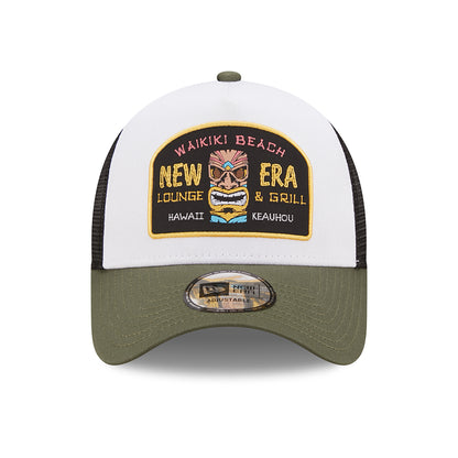 New Era A-Frame Wakiki Beach Trucker Cap - Location Icon - Olivgrün-Weiß