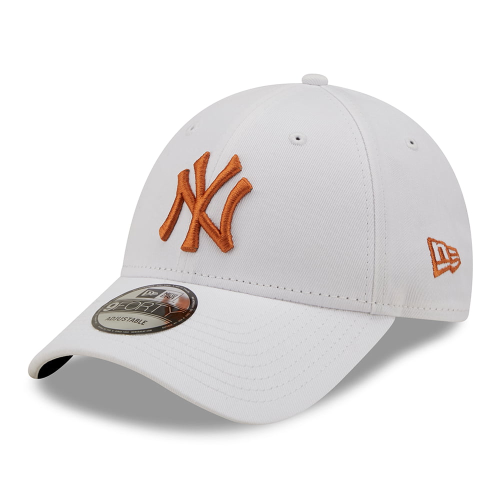 New Era 9FORTY II New York Yankees Baseball Cap - MLB League Essential - Weiß-Toffee