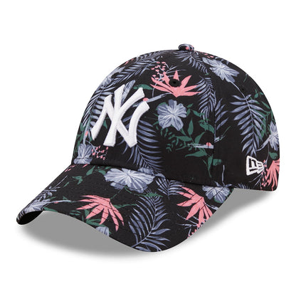 New Era Damen 9FORTY II New York Yankees Baseball Cap - MLB Floral - Schwarz-Weiß
