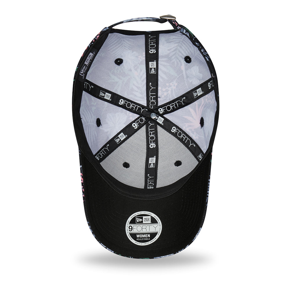 New Era Damen 9FORTY II New York Yankees Baseball Cap - MLB Floral - Schwarz-Weiß