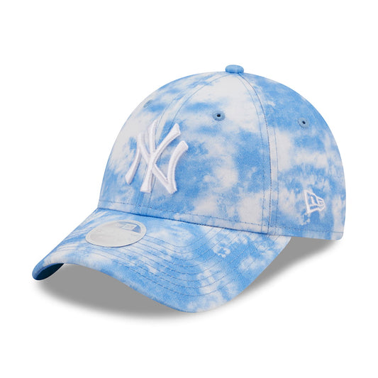 New Era 9FORTY New York Yankees Baseball Cap MLB Tie Dye - Hellblau-Weiß